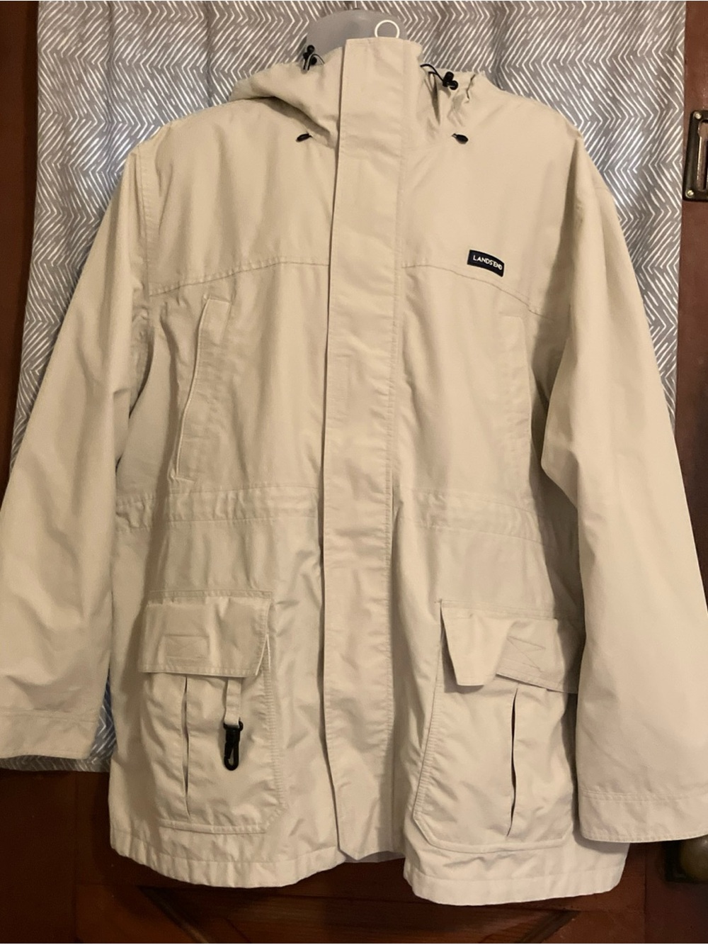 lands end jacket vintage xxl cream hooded jacket